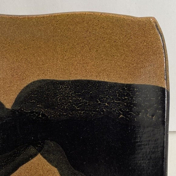 Dan Eash Art Pottery PA Studio Handmade Brown Glaze Stoneware Slab Tray 10x7.5in - Picture 6 of 16